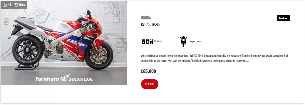 Honda RVF750 For Sale in Farnham, Surrey